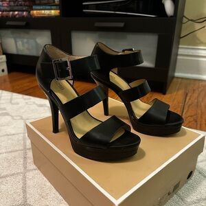 MICHAEL Michael Kors, Black Strappy Platform Heels